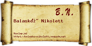 Balaskó Nikolett névjegykártya
